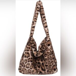 Cute Cheetah Tote Women's Bag Trendy Leopard Print Large Shoulder Handbag Fuzzy